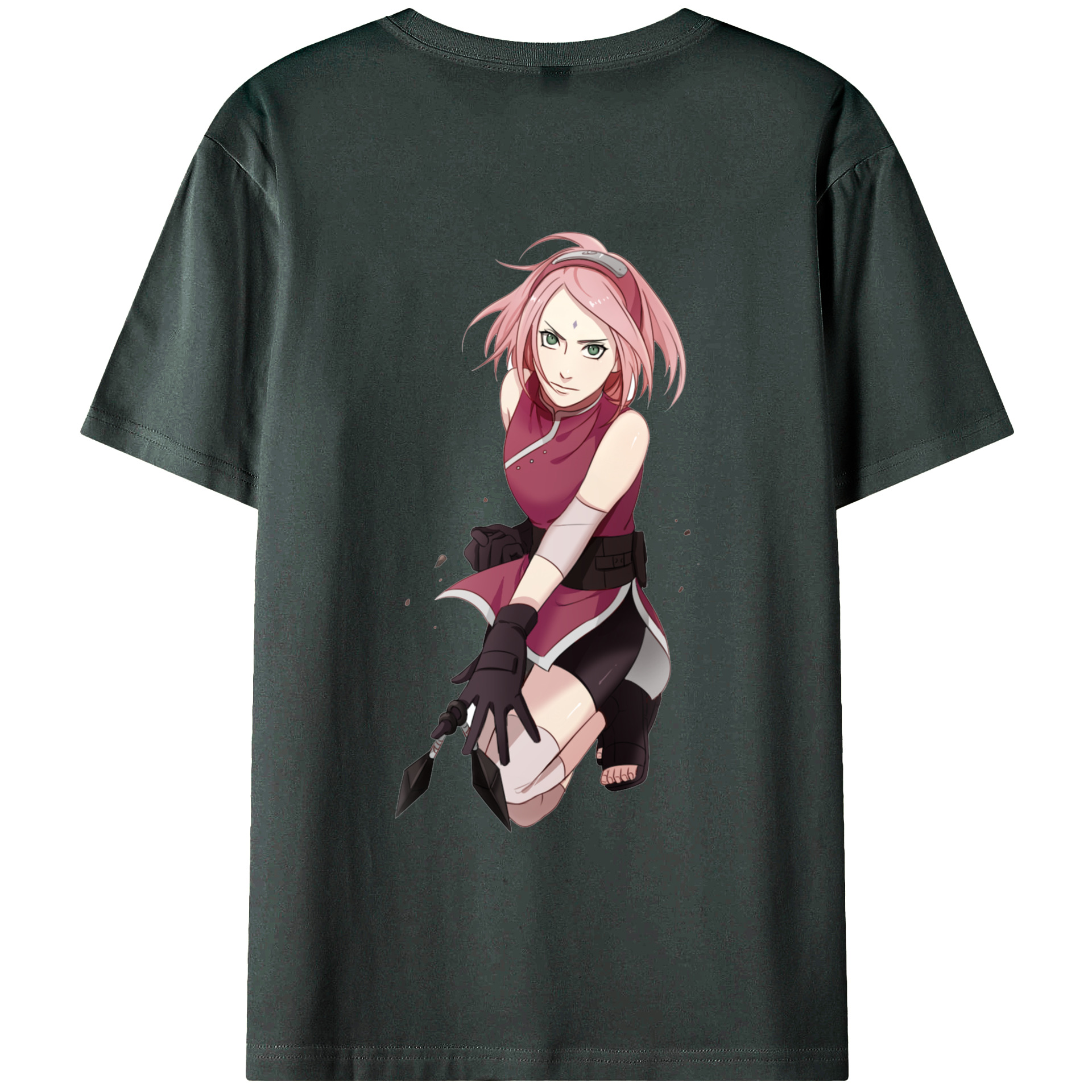 （画像用） NARUTO -ナルト- 春野サクラ Haruno Sakura 綿100％ メンズ半袖Tシャツ（バックプリント） 通気性